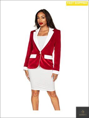 Women's Christmas Blazer Holiday Suit Jacket Festive Winter Party